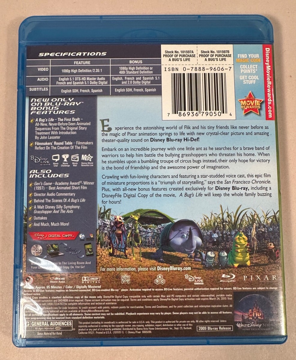 A Bug's Life, Blu-Ray + Digital Copy, Disney Pixar 786936790504| eBay