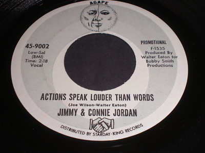 Jimmy & Connie Jordan: Actions Speak Louder Than Words / Guess I Never Had It 45