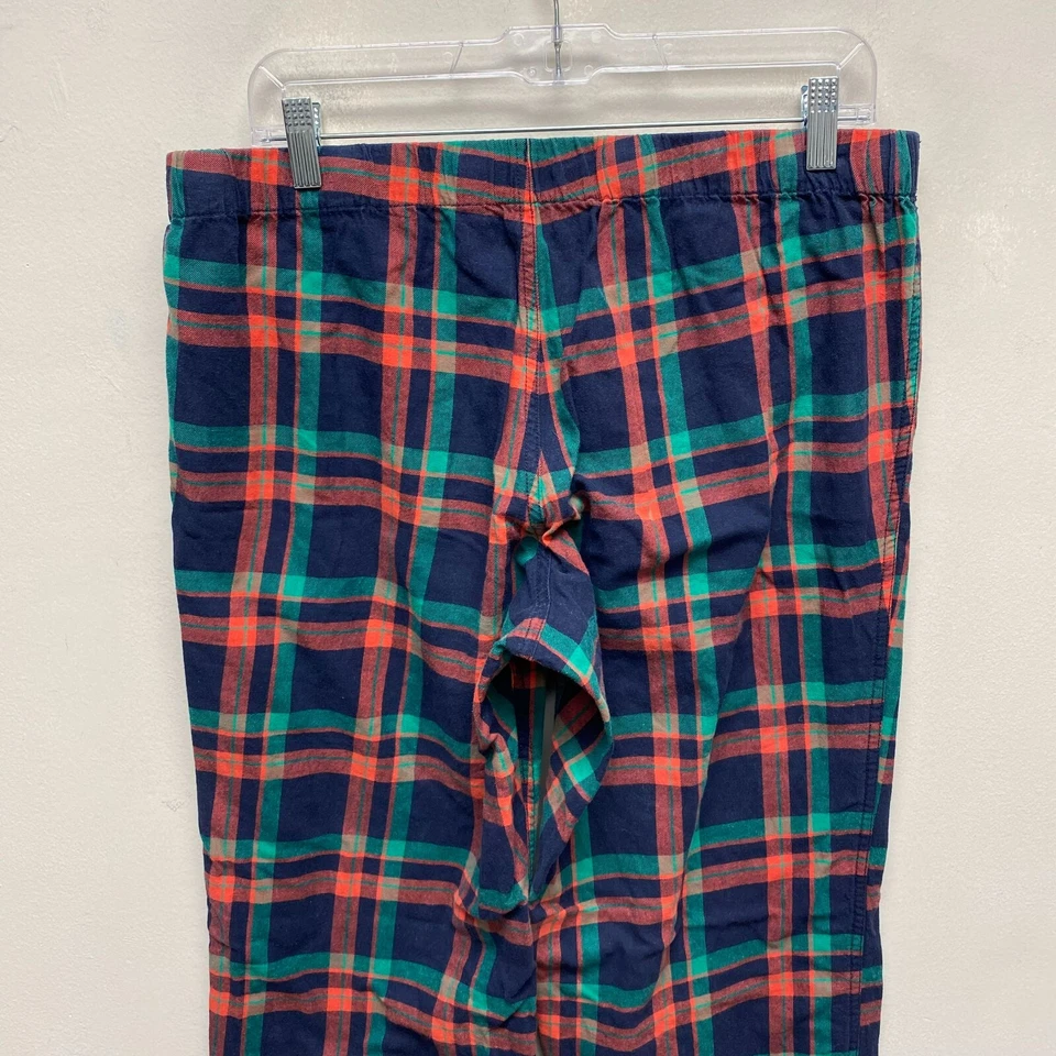 Pantalones de salón pijama de algodón con cordón a cuadros azul verde J Crew para hombre M Foto 4 de 4