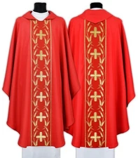 Red Gothic Chasuble with stole 032-C Vestment Rouge Casulla Roja Casula Rossa