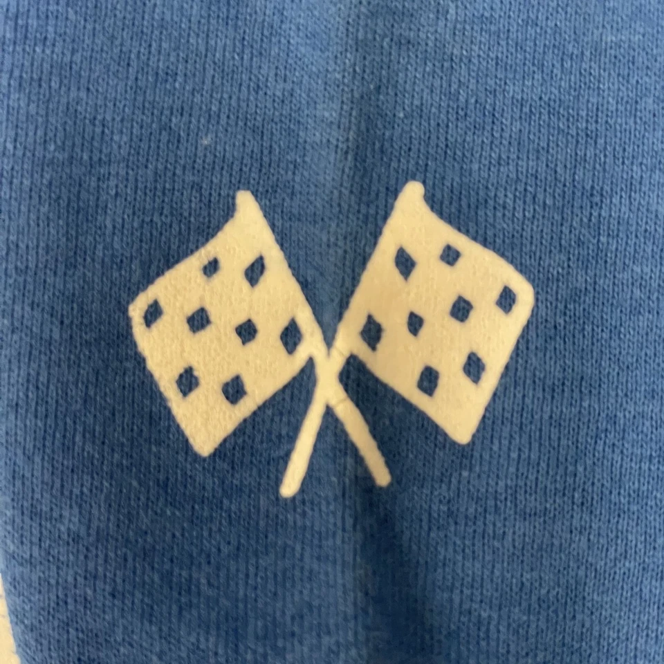 Vtg 70's Blue AUTO RACING Heartbeat of America 50/50 RAGLAN Sweatshirt USA Youth - Image 3 of 4