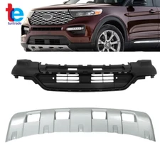 Front Bumper Lower Valance+Panel Skid Plate For 2020 2021 2022 Ford Explorer