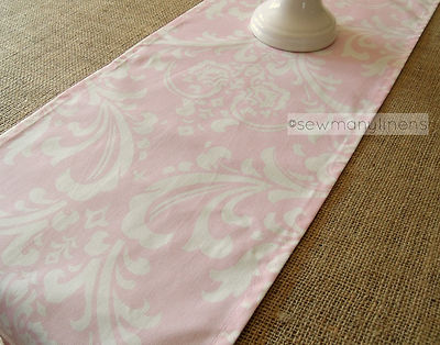 Pink Floral Table Runner Light Baby Pink Home Decor Linens Table Centerpiece