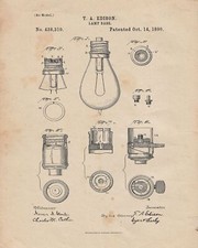 8712.Decorative Poster.Patent invention.Light Bulb.Home interior design art