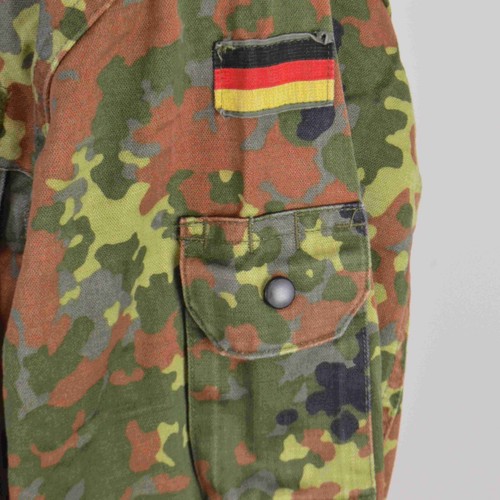 German Bundeswehr Flecktarn Camo Military Parka Jacket GR12 L Tall Hood Woodland - Picture 8 of 15
