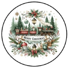 MERRY CHRISTMAS TRAIN ENVELOPE SEALS LABELS STICKERS PARTY FAVORS