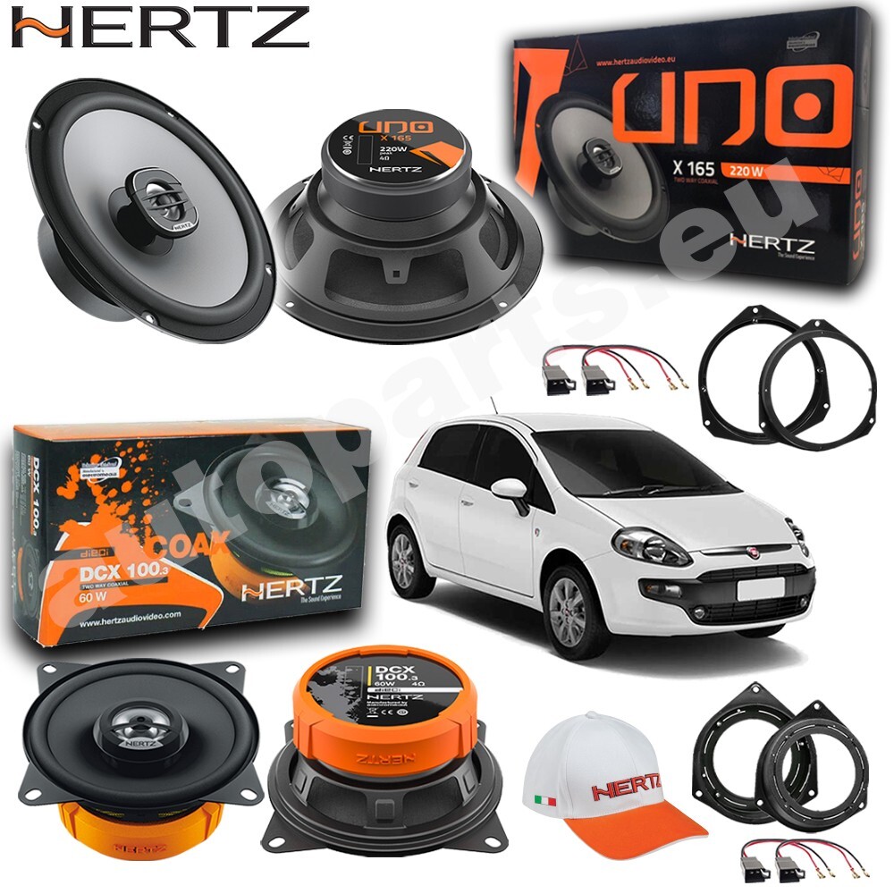 Set 4 Coffers Speakers Hertz X165 DCX100.3 Front+Rear for Fiat Grande