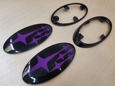 PURPLE REPLACEMENT F/R EMBLEMS w/ GLOSS BLACK FRAMES TRIM (08-14 Wagon Hatchback