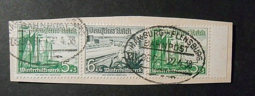 GERMANY,GERMANY REICH seals 1937 navi 1V used 5+6+5 Mi.W126 Hamburg