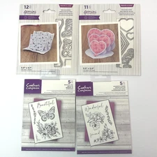 Lot 4 Crafters Companion Gemini Create A Card Papercraft Dies Stamps Heart Books