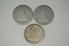 Trio of Seated Liberty Quarters- 1853, 1861, 1891-S