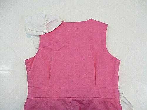MOQUE Girl Sz 4 Pink Pants Jumpsuit White Bow Accent Zip Front Sleeveless Outfit - Picture 6 of 8