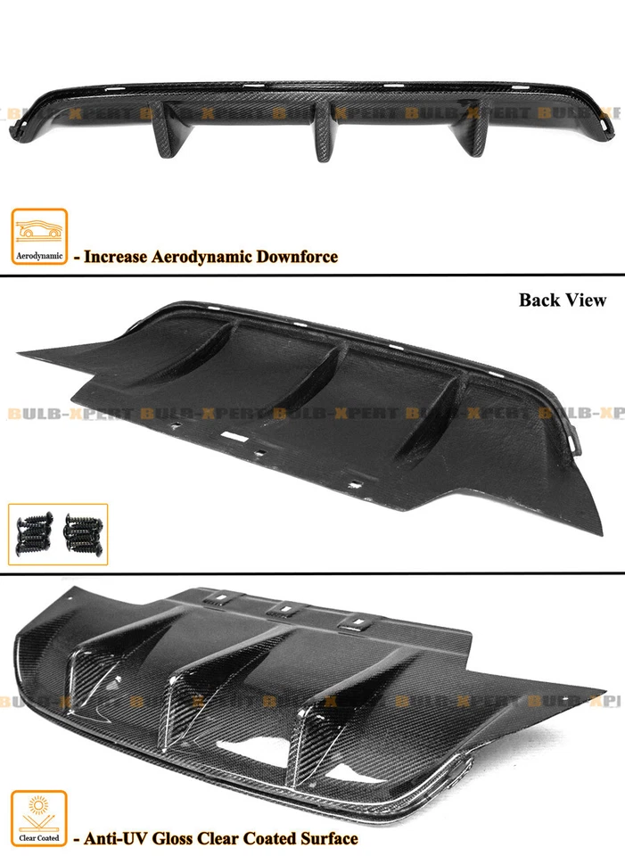 Difusor de parachoques trasero de fibra de carbono real estilo V1 para BMW F06 F12 F13 M6 2012-2018 Foto 3 de 4