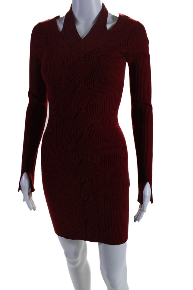 Vestido Jonathan Simkhai Mujer Manga Larga Alejandra Cable Retorcido Rojo Talla Pequeña Foto 2 de 2