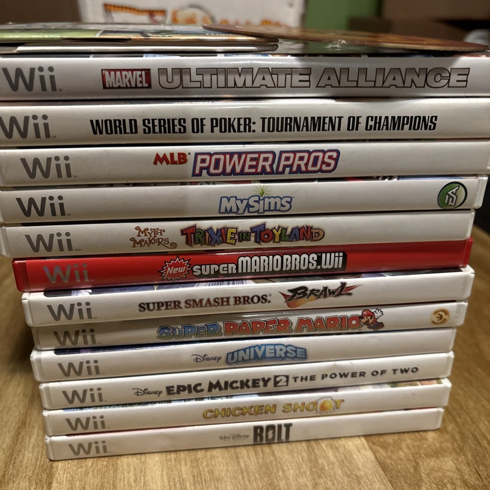Nintendo Wii Game Lot (14 Games) Wii Sports Super Mario Smash Bros Marvel More - Image 3 of 4