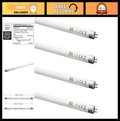 4W Soft White 3500K T5 Fluorescent Tube Lamps - 6'' CFL Bulbs - G5 2-Pin Base (4-