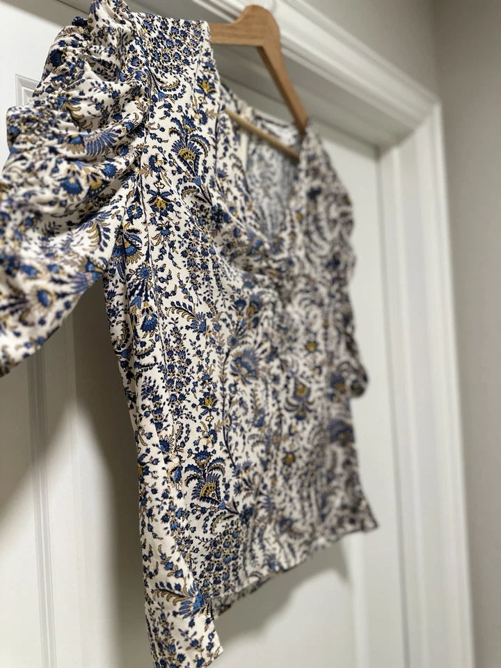 Top Verónica Barba Henrieta Crudo Multi Floral Seda Mujer Talla 4 Femenino Boho Foto 3 de 4