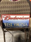 Vtg Budweiser Beer Embossed Metal Sign West Virginia The Mountain State Rare WV