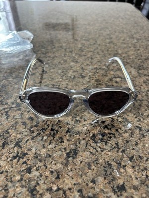 Givenchy GV40085I Sunglasses Transparent Grey Crystal Round Keyhole Gold Logo