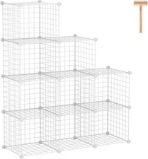 C&AHOME Wire Cube Storage, 9-Cube Organizer Metal, C Grids 9 Cube, White 