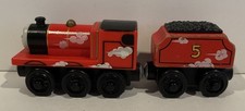 Thomas  Friends Roll N  Whistle James  Tender Wooden Magnetic Train Cars