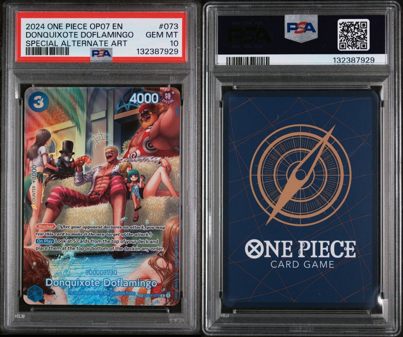 2024 One Piece Op07 Donquixote Doflamingo Special Alternate Art Psa 10