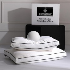 DOWNSTORIA Feather Down Pillows King Size Set of 2 with Gusset, Luxury Hotel...