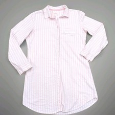 Victoria's Secret Sleep Shirt Size XS Pink Silver Metallic Stripe Lightweight LS