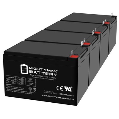 Mighty Max ML12-12NB 12V, 12Ah, NB Replaces Vision HP12-65W, HP12-65W - 4 Pack