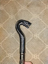 Walking Cane Decorative Cobra Snake Head Handle, Pewter, Metal