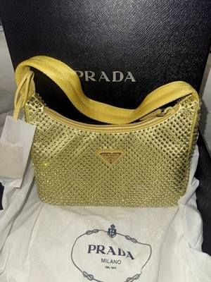 PRADA Satin Re-edition 2000 Yellow Bag Shoulder Bag