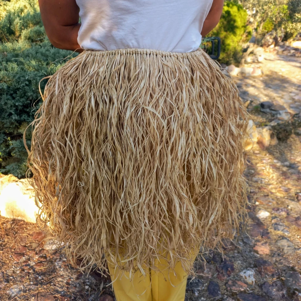 Falda de rafia ajustable con cinturón para danza hula, tahitiana y hawaiana Foto 4 de 4