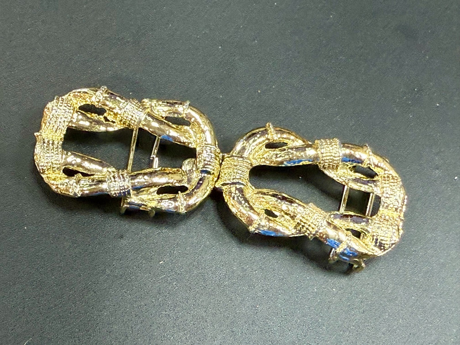 Bamboo Knotted Interlocking Two Piece Vintage Gol… - image 16