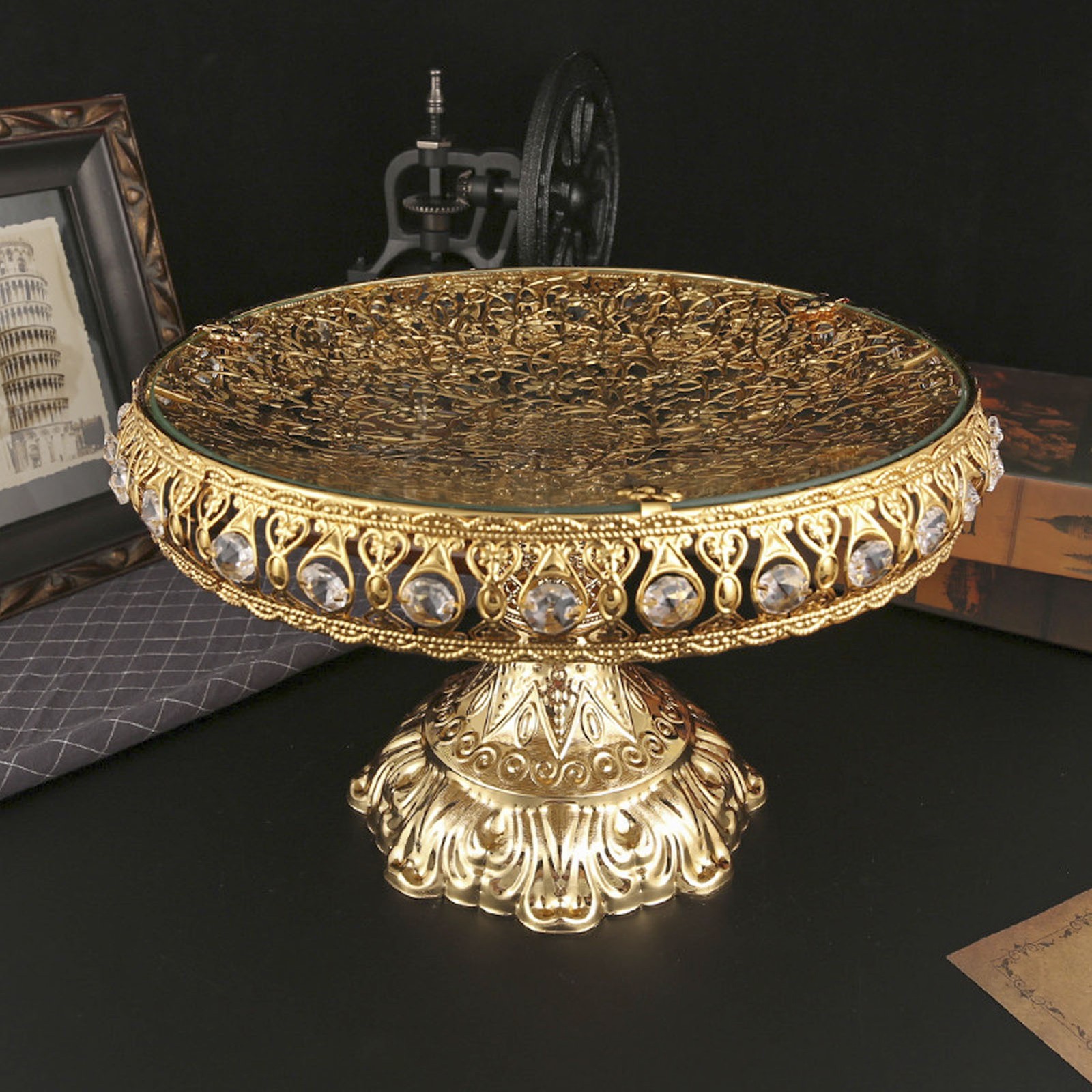 ‧Vintage Glass Snack Plate European Style Light Luxury Innovative Exquisite