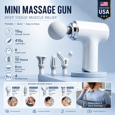 Mini Massage Gun Deep Tissue Muscle Massager Portable Percussion 4 Heads