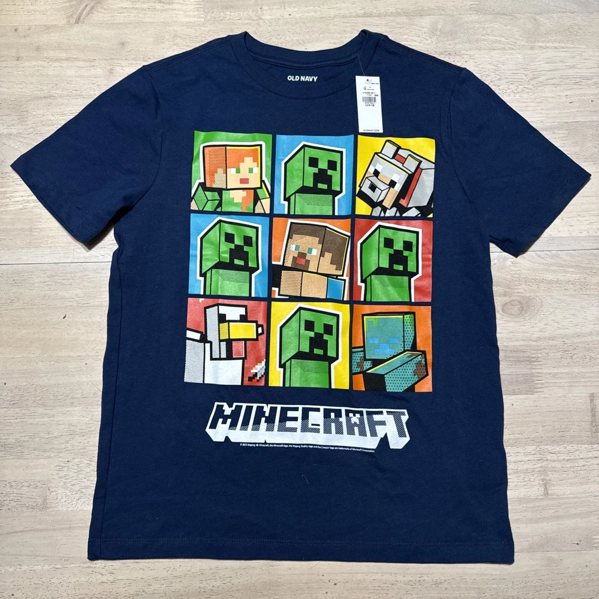 Minecraft T-Shirt à Manches Courtes Bleu pour garçons Sprites