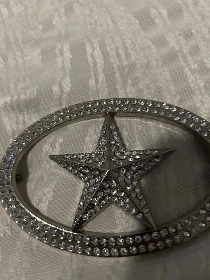 Hebilla de cinturón estrella solitaria Texas jefe sheriff insignia metal plateado rodeo occidental ovalado Foto 4 de 4