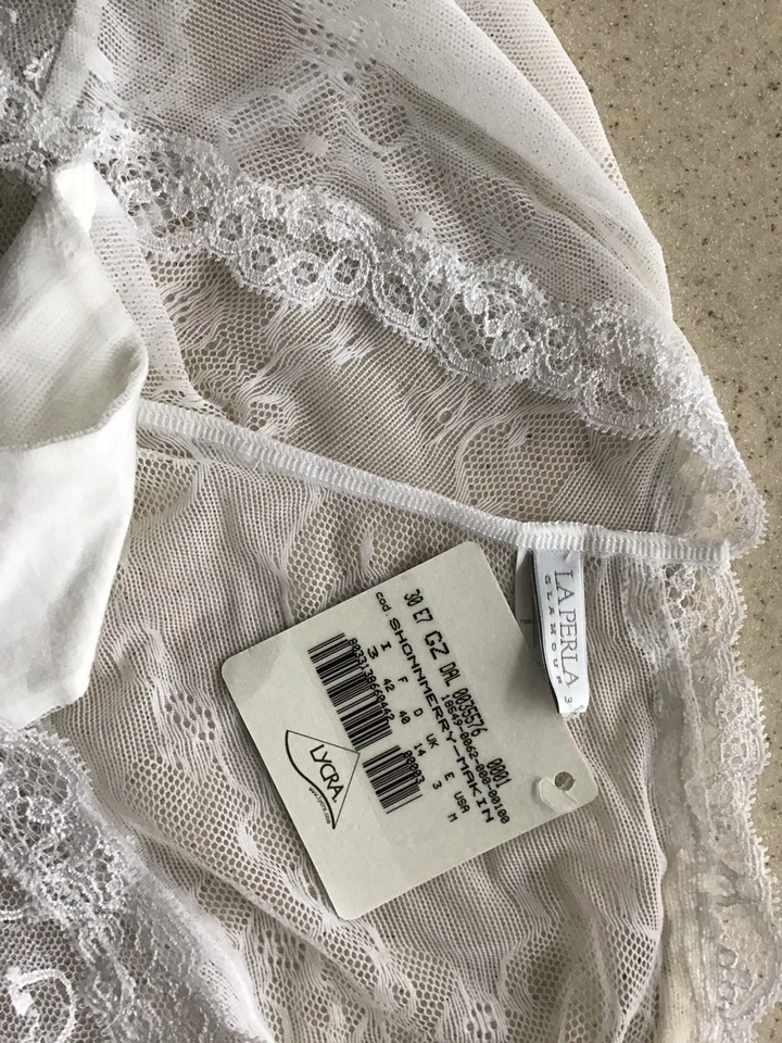 Conjunto de lencería La Perla blanco 36C sujetador/bragas medianas boudoir nupcial nuevo con etiquetas Foto 2 de 4