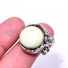 Lemon Chrysoprase -Australia 925 Sterling Silver Ring s.7.5 R13, Christmas Gift