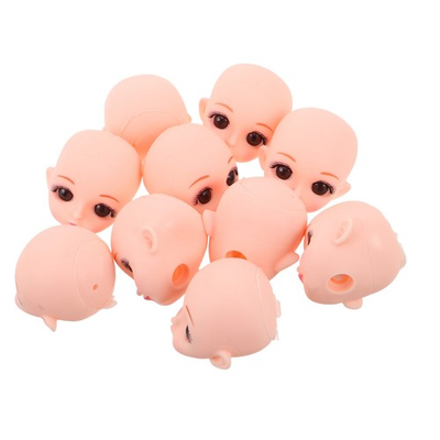 #ad 10 Pcs Hollow Vinyl Doll Head Princess Parts Replacement Face Painting Practice $19.37