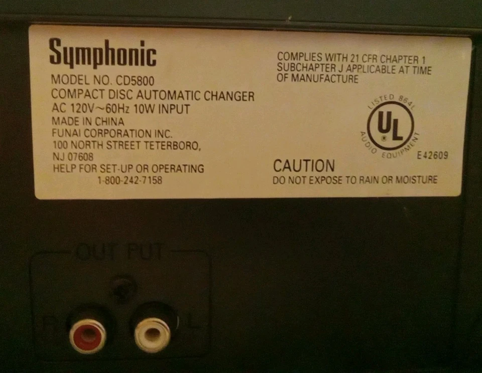 Symphonic CD5800 5 Disc CD Changer Player Compact Disc Device Fully Functional - Image 2 of 2