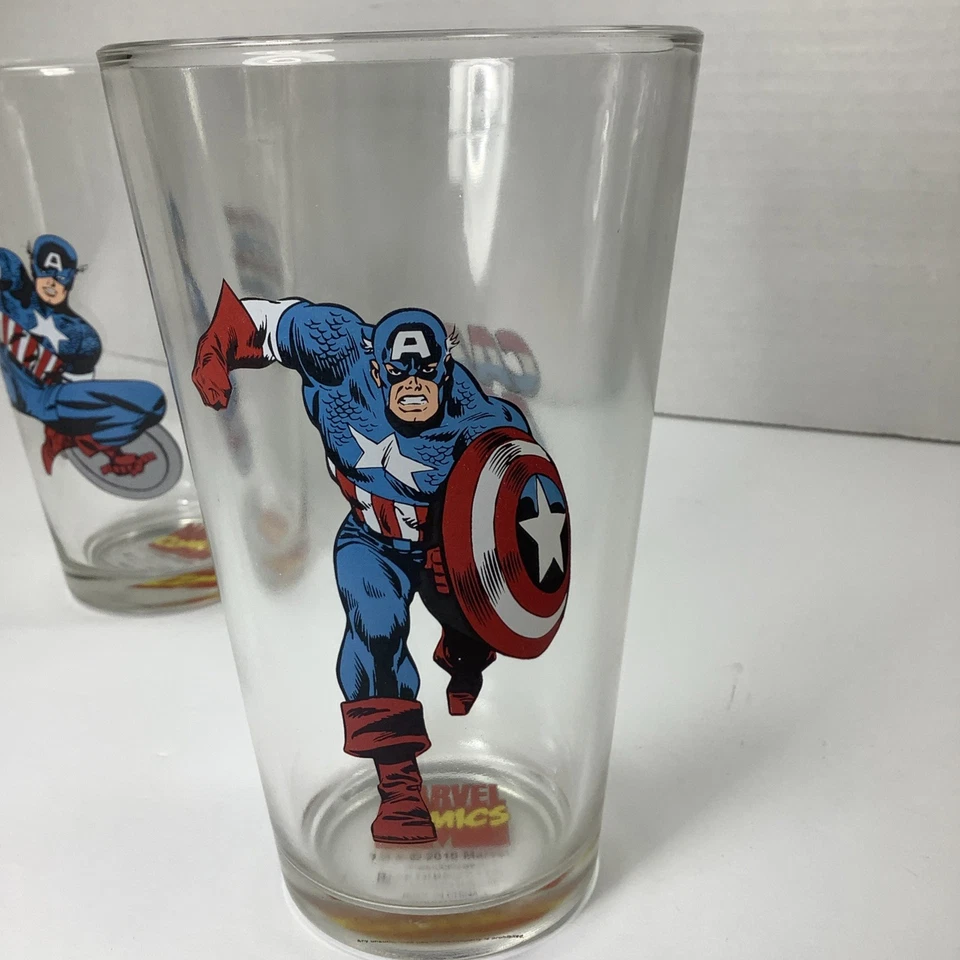 Набор стаканов для питья Captain America 2010 Marvel Comics чашки 16 унций пинта - Изображение 3 из 4
