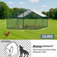 13 x 10 FT Metal Chicken Coop Outdoor Large Walk Hen Cage House with Cover