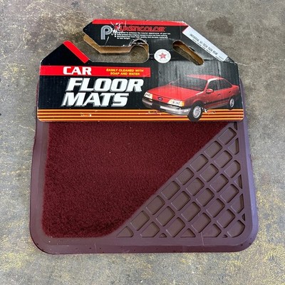 NOS Hi-Tech Twin Rear Floor Mats Car/Mini Plasticolor 15x14 Vintage Maroon