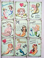 9 Retro Style Mermaids Handmade Pocket Letter Cards Scrapbooks Crafts Journals