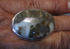 Vintage  DRT Jay King Mine Finds Sterling Silver oval agate stone Ring Size 9