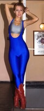 Women Gymnastics Catsuit 300-17 Open Chest Open Back Royal Blue Spandex Size S