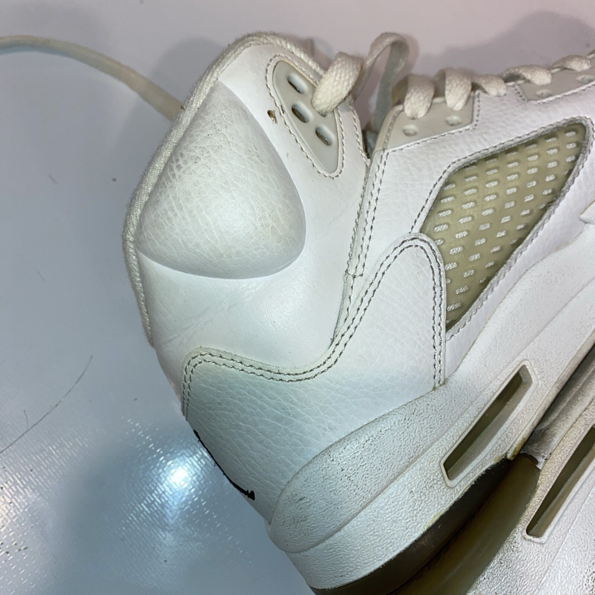 Nike Air Jordan 5 Retro White Metallic Silver High Top Sz 5Y