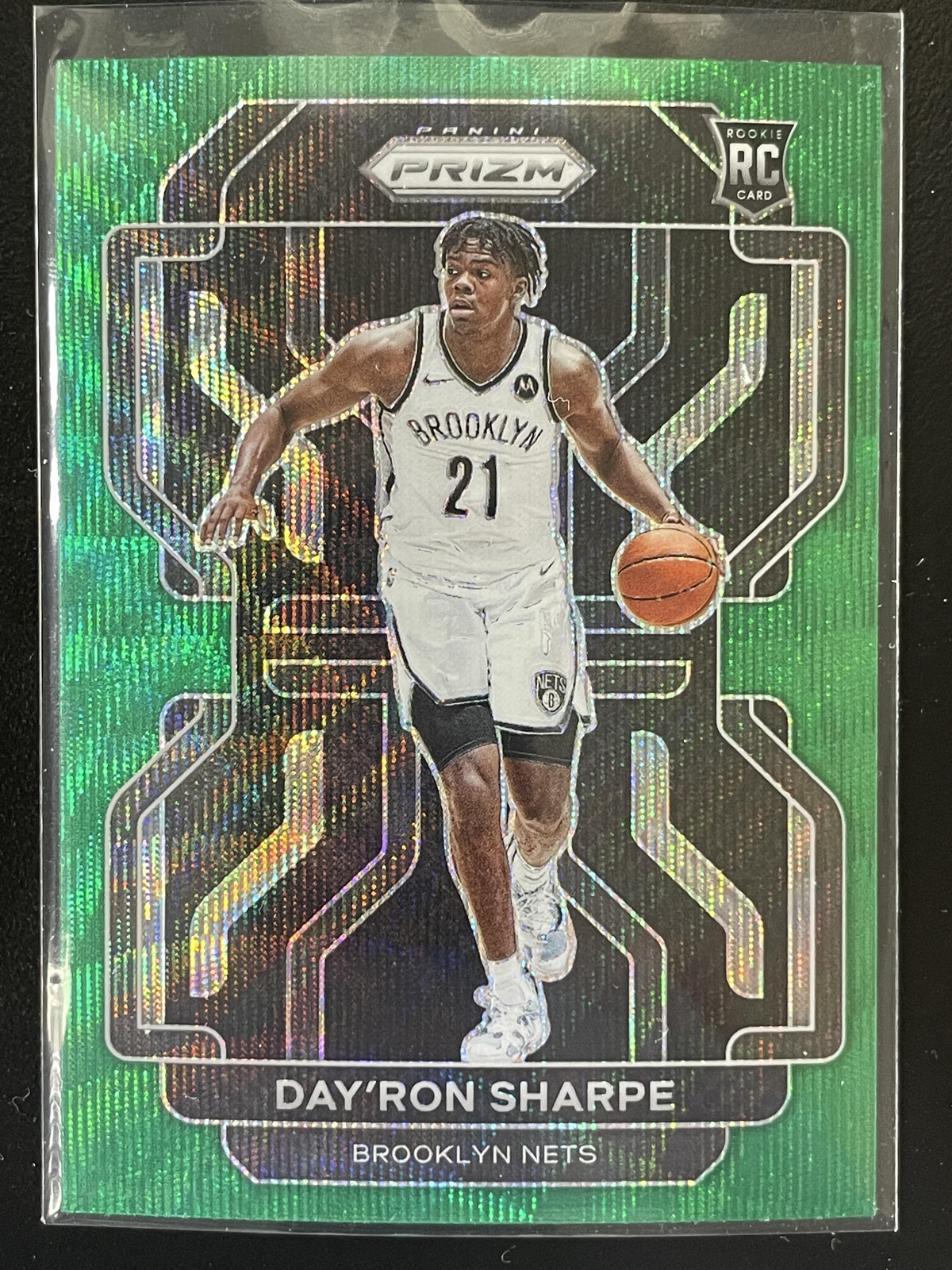 2021-22 Panini Prizm #281 Day'Ron Sharpe Green Wave RC Brooklyn Nets