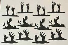 12 Zombie Hands Silhouette Die Cut Scrapbook Embellishment Card Making 3" x 2"